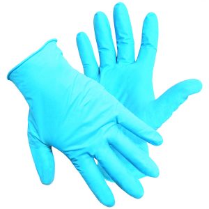 GUANTI MONOUSO IN NITRILE NITROFLEX CF.100 PZ. col. blu tg. 8,5 (L)