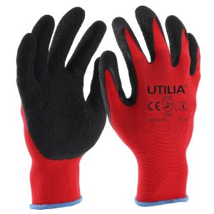 12 PAIA GUANTI IN LATTICE/NYLON COL. ROSSO TG. 10 UTILIA