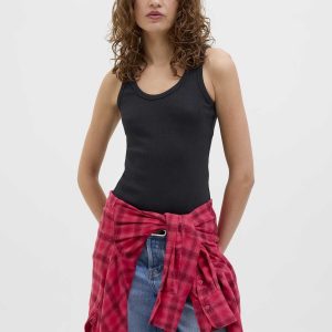 Jjxx JXFRIDA canotta unisex in cotone elasticizzato nera