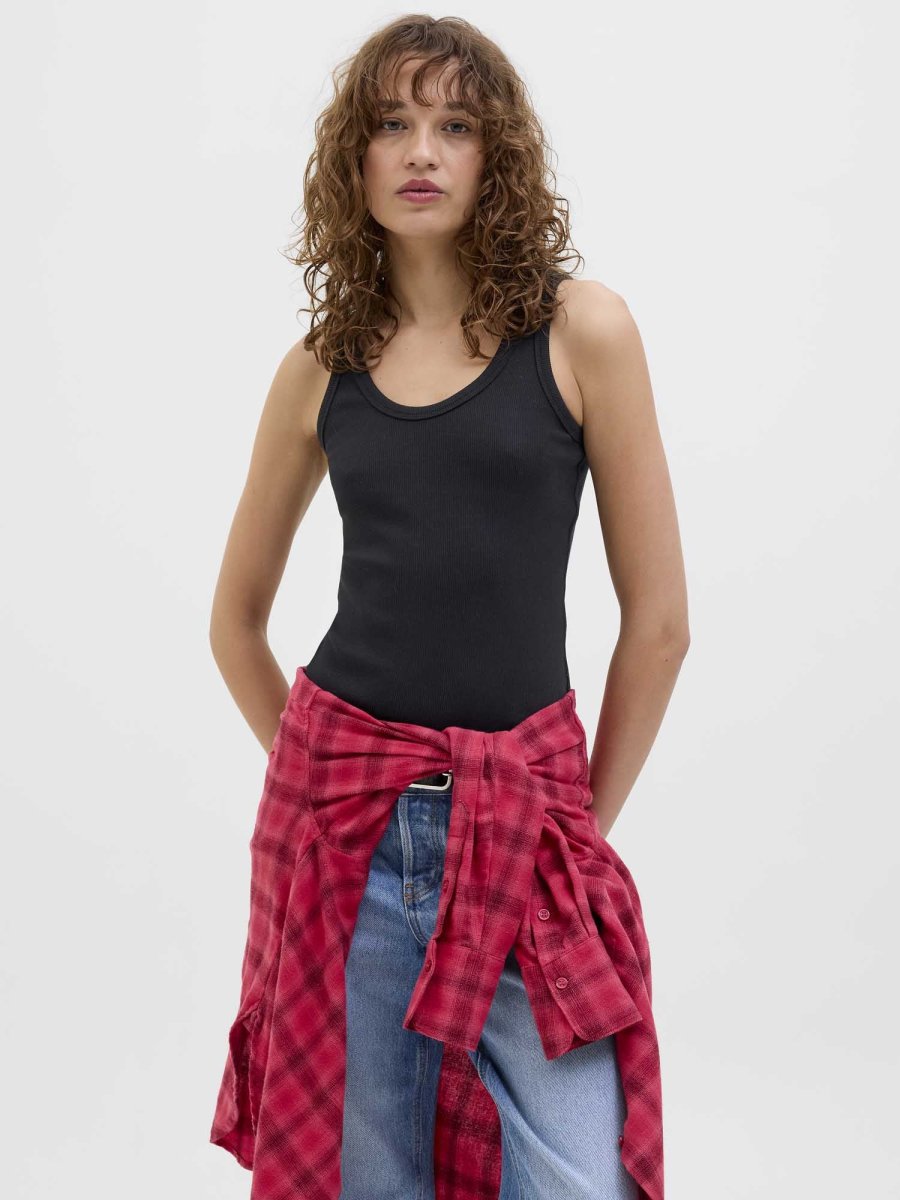 Jjxx JXFRIDA canotta unisex in cotone elasticizzato nera