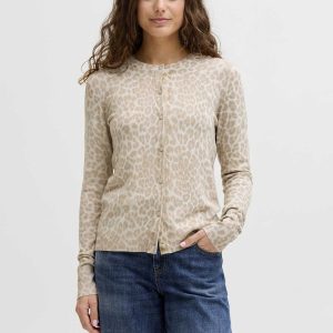 Cardigan JJXX con stampa leopardata unisex beige