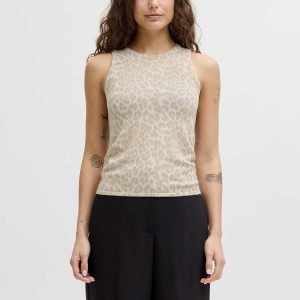 Canotta unisex JJXX con stampa leopardata beige