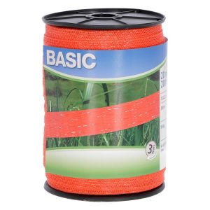 FETTUCCIA ELETTRIFICATA PER RECINTO BASIC ARANCIONE H. CM.4 MT.200 FILI 12