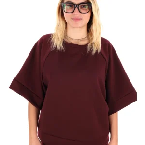 FELPA CON MANICHE AMPIE MISS LOVE DA DONNA BORDEAUX