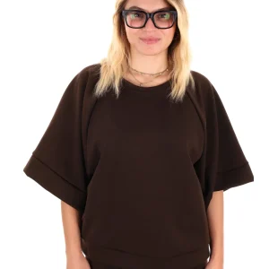 FELPA CON MANICHE AMPIE MISS LOVE DA DONNA MARRONE