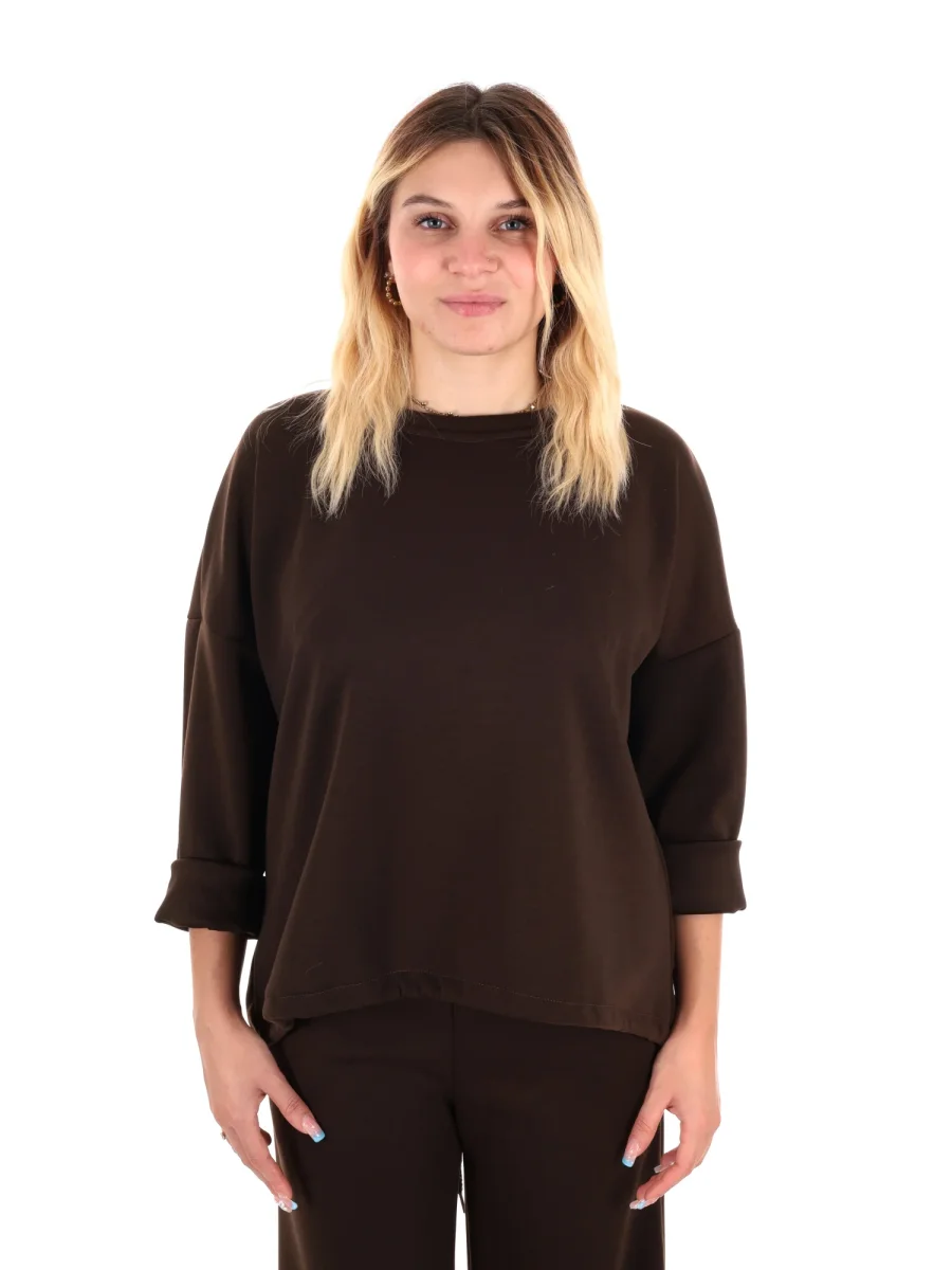 FELPA CON COULISSE MISS LOVE DA DONNA MARRONE - immagine 2