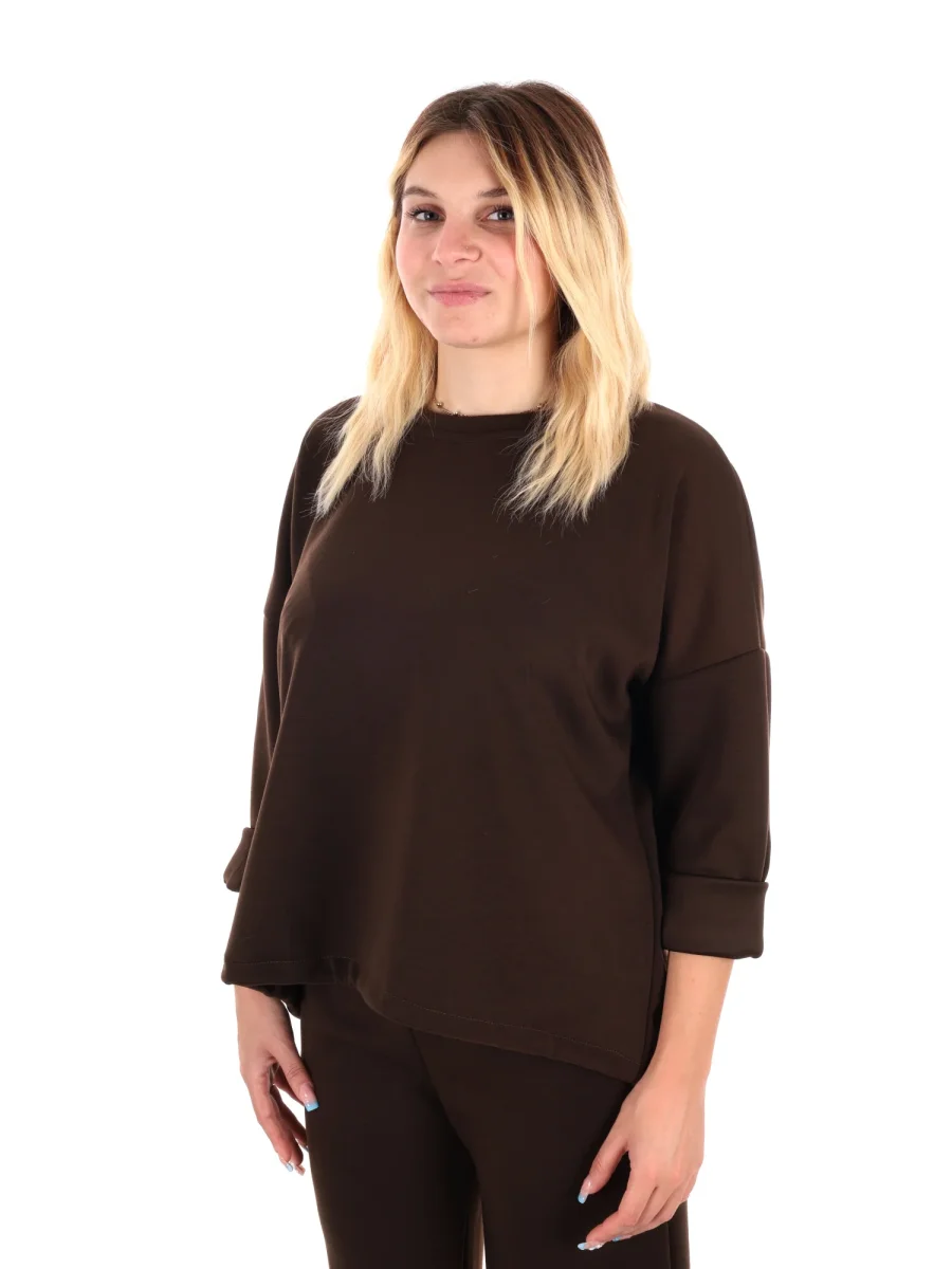 FELPA CON COULISSE MISS LOVE DA DONNA MARRONE - immagine 3