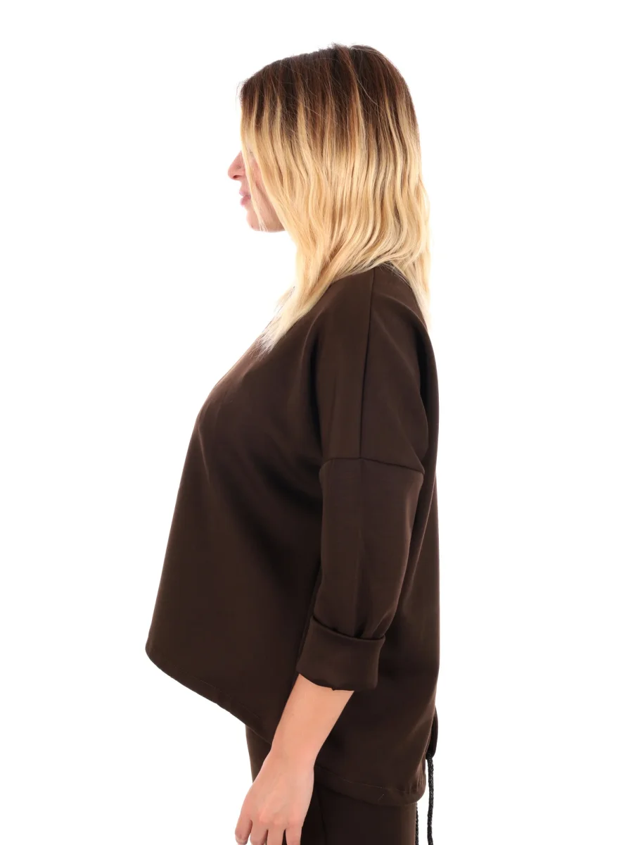 FELPA CON COULISSE MISS LOVE DA DONNA MARRONE - immagine 4