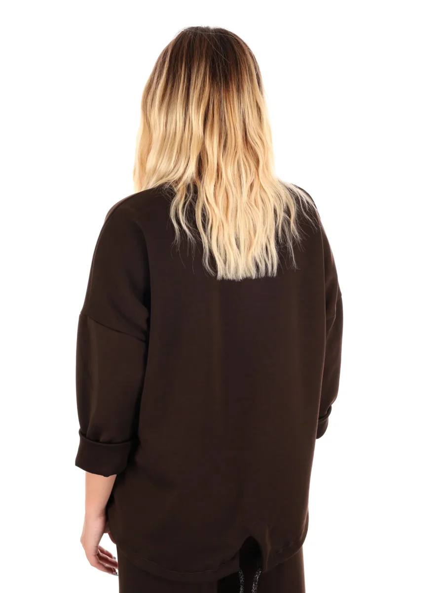 FELPA CON COULISSE MISS LOVE DA DONNA MARRONE - immagine 5