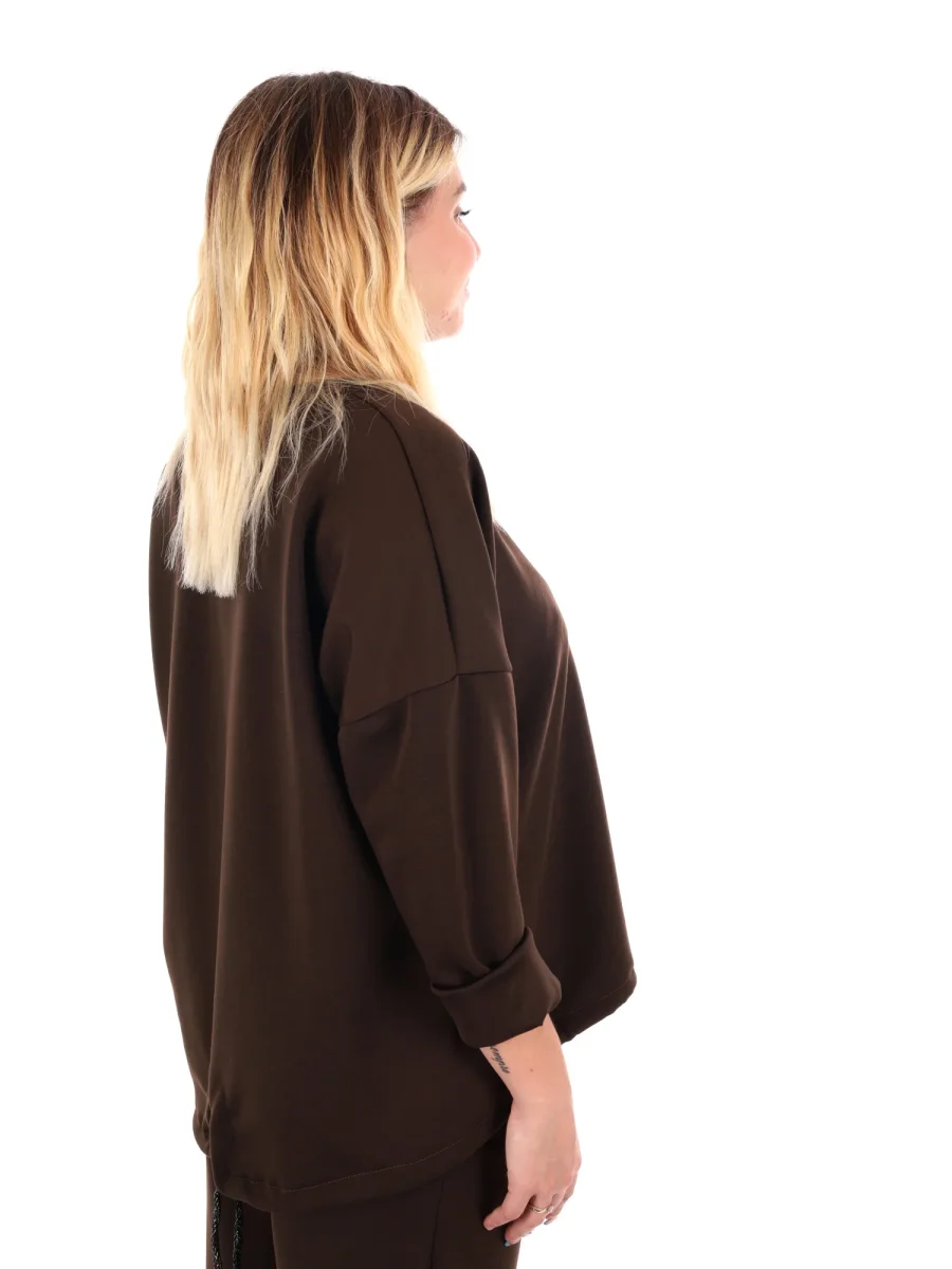 FELPA CON COULISSE MISS LOVE DA DONNA MARRONE - immagine 7