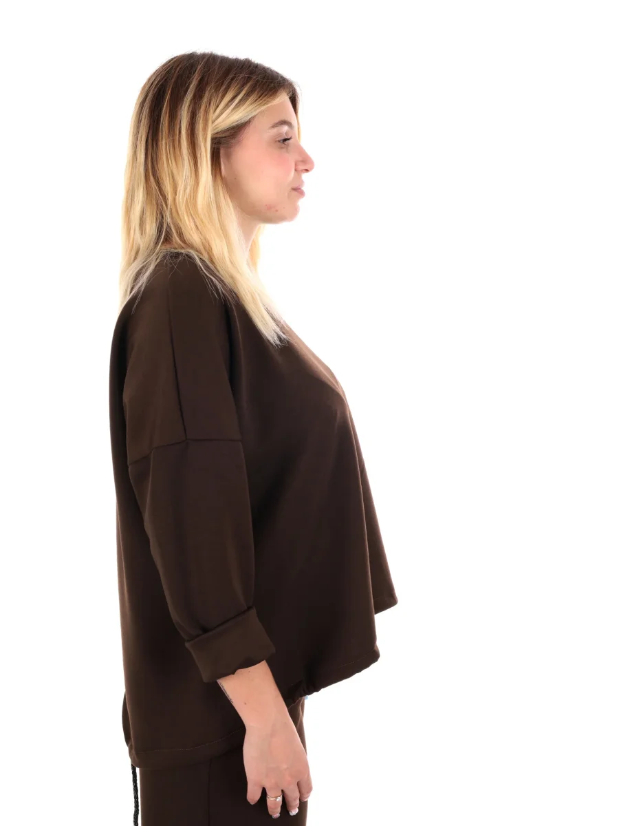 FELPA CON COULISSE MISS LOVE DA DONNA MARRONE - immagine 8