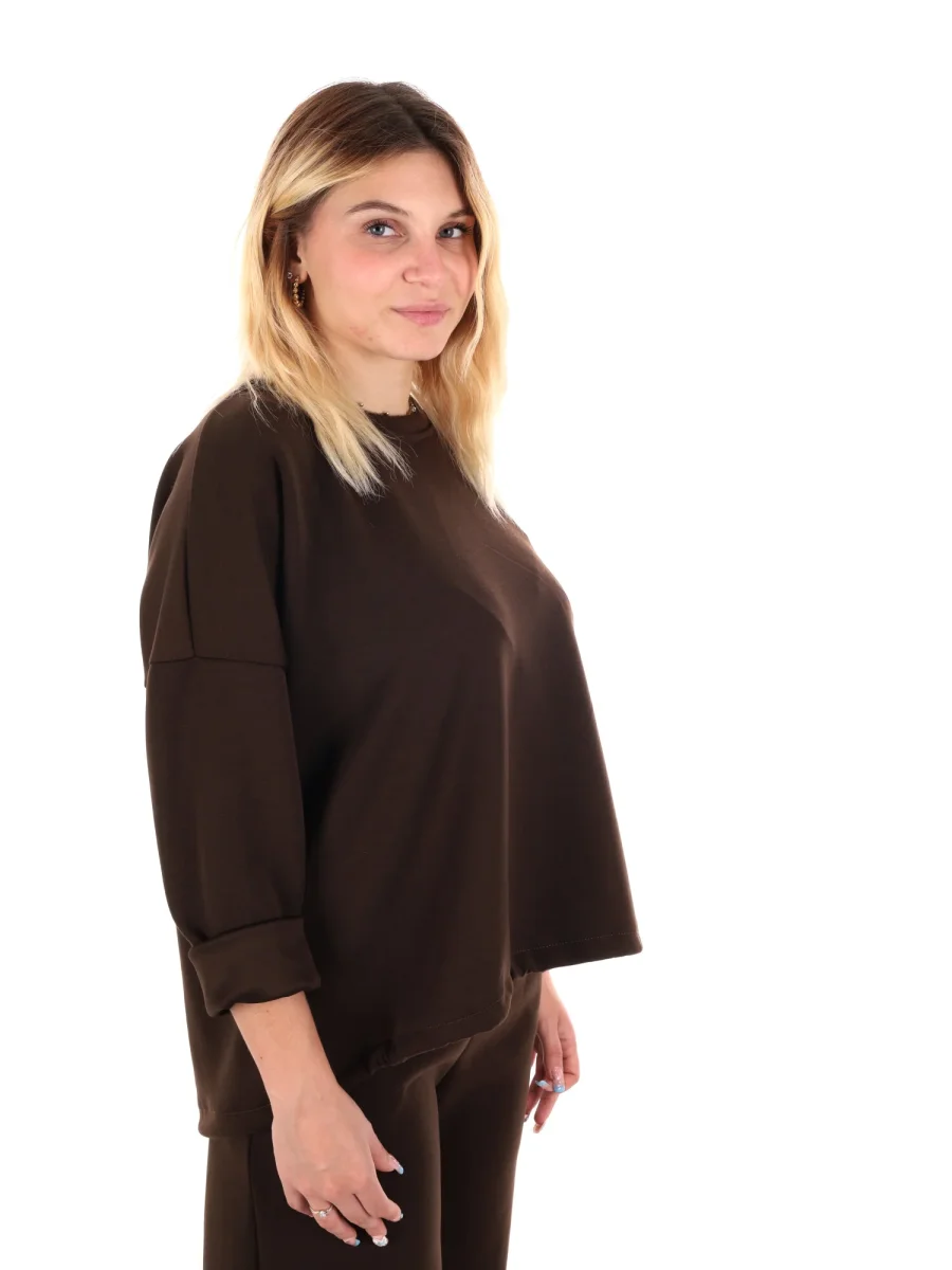 FELPA CON COULISSE MISS LOVE DA DONNA MARRONE - immagine 9