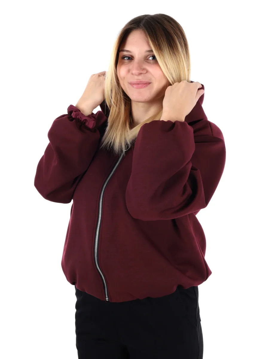 FELPA CON CAPPUCCIO E ZIP MISS LOVE DA DONNA BORDEAUX