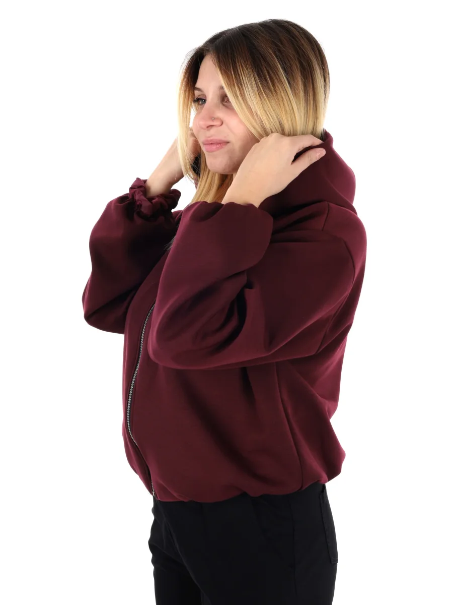 FELPA CON CAPPUCCIO E ZIP MISS LOVE DA DONNA BORDEAUX - immagine 3