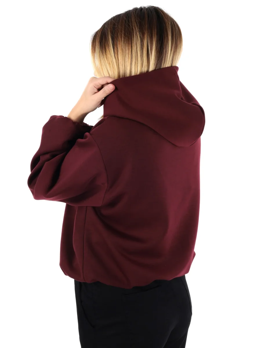 FELPA CON CAPPUCCIO E ZIP MISS LOVE DA DONNA BORDEAUX - immagine 4