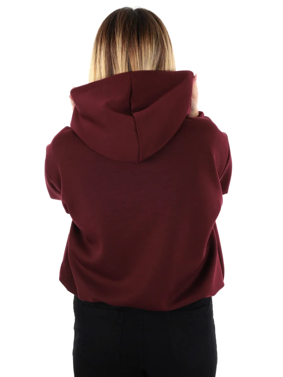 FELPA CON CAPPUCCIO E ZIP MISS LOVE DA DONNA BORDEAUX - immagine 5