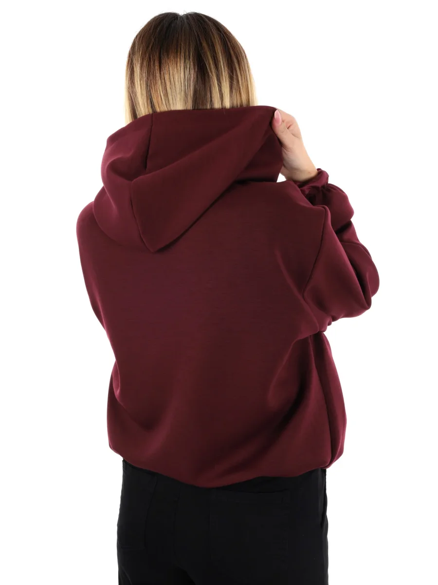 FELPA CON CAPPUCCIO E ZIP MISS LOVE DA DONNA BORDEAUX - immagine 6