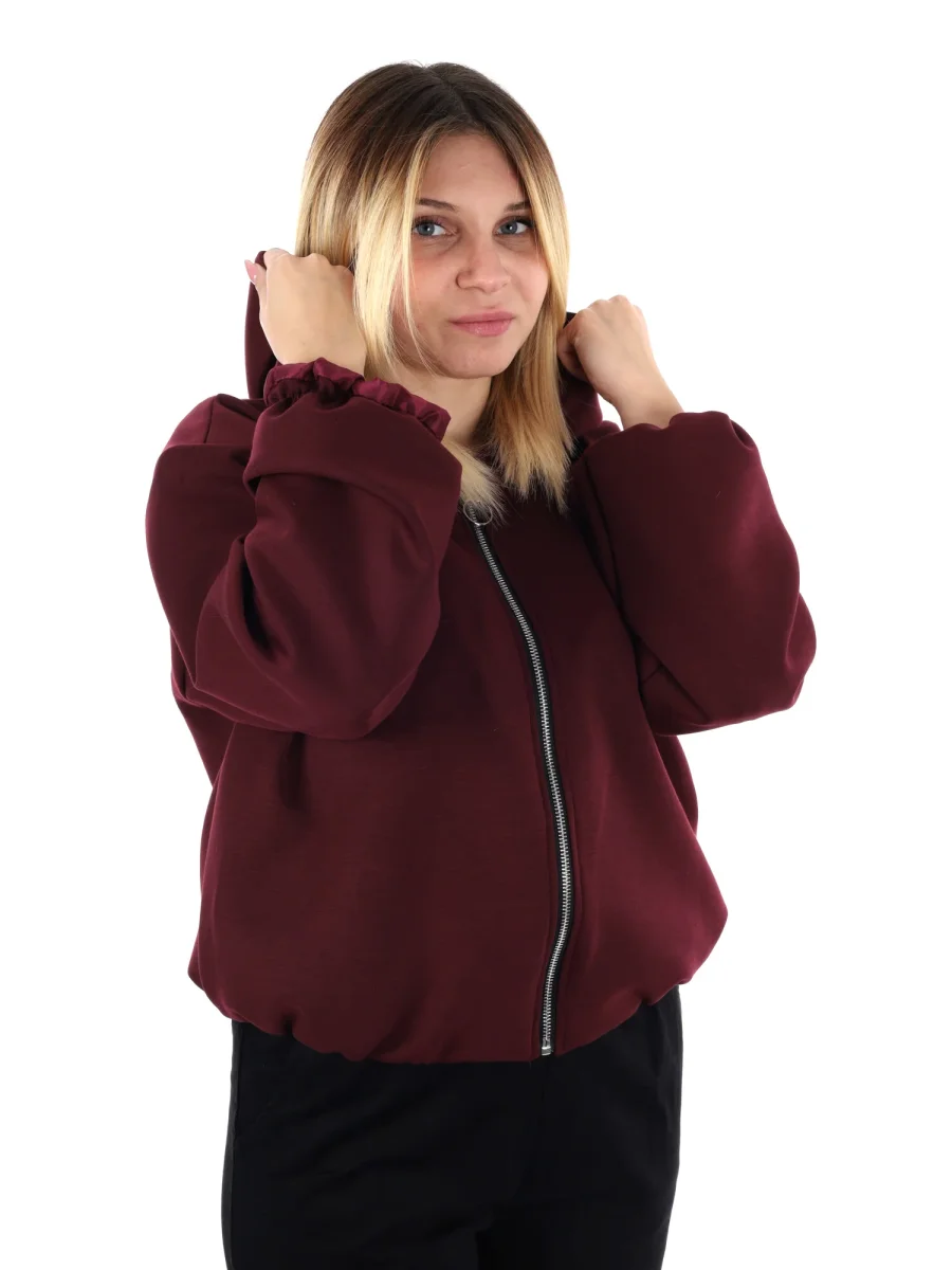 FELPA CON CAPPUCCIO E ZIP MISS LOVE DA DONNA BORDEAUX - immagine 9