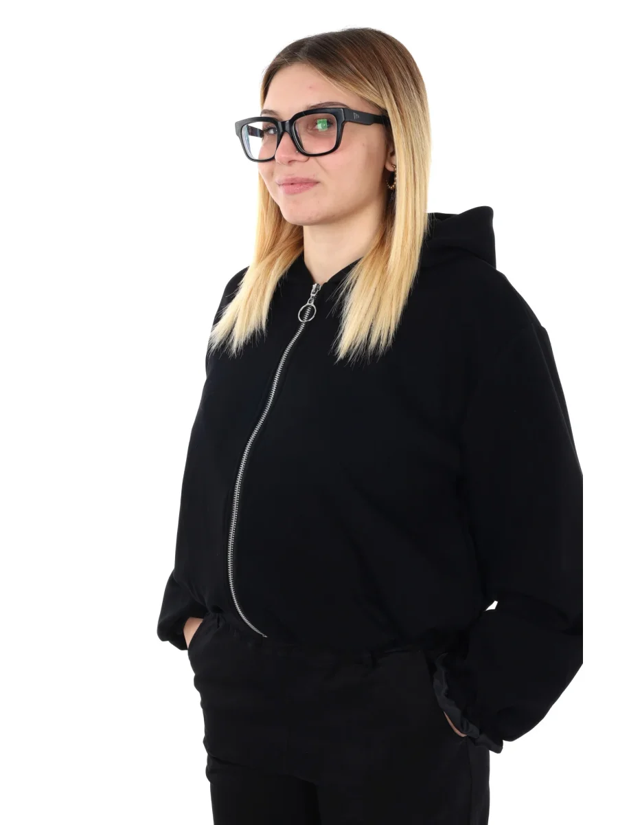 FELPA CON CAPPUCCIO E ZIP MISS LOVE DA DONNA NERO - immagine 3