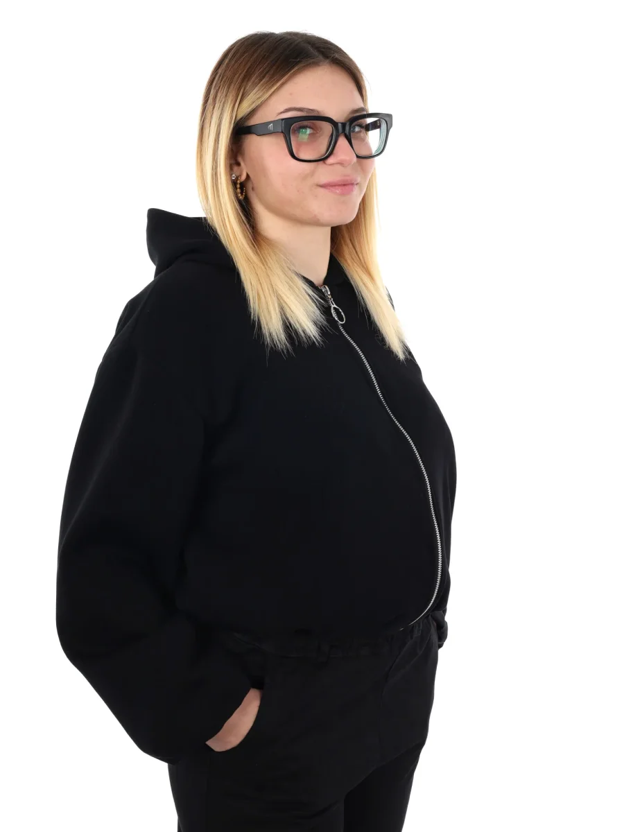 FELPA CON CAPPUCCIO E ZIP MISS LOVE DA DONNA NERO - immagine 9