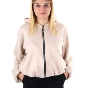 FELPA CON CAPPUCCIO E ZIP MISS LOVE DA DONNA PANNA