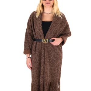 MAXI MAGLIA CON CINTURA MISS LOVE DA DONNA MARRONE