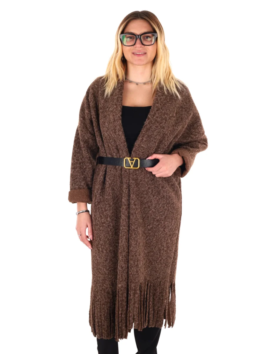 MAXI MAGLIA CON CINTURA MISS LOVE DA DONNA MARRONE - immagine 2