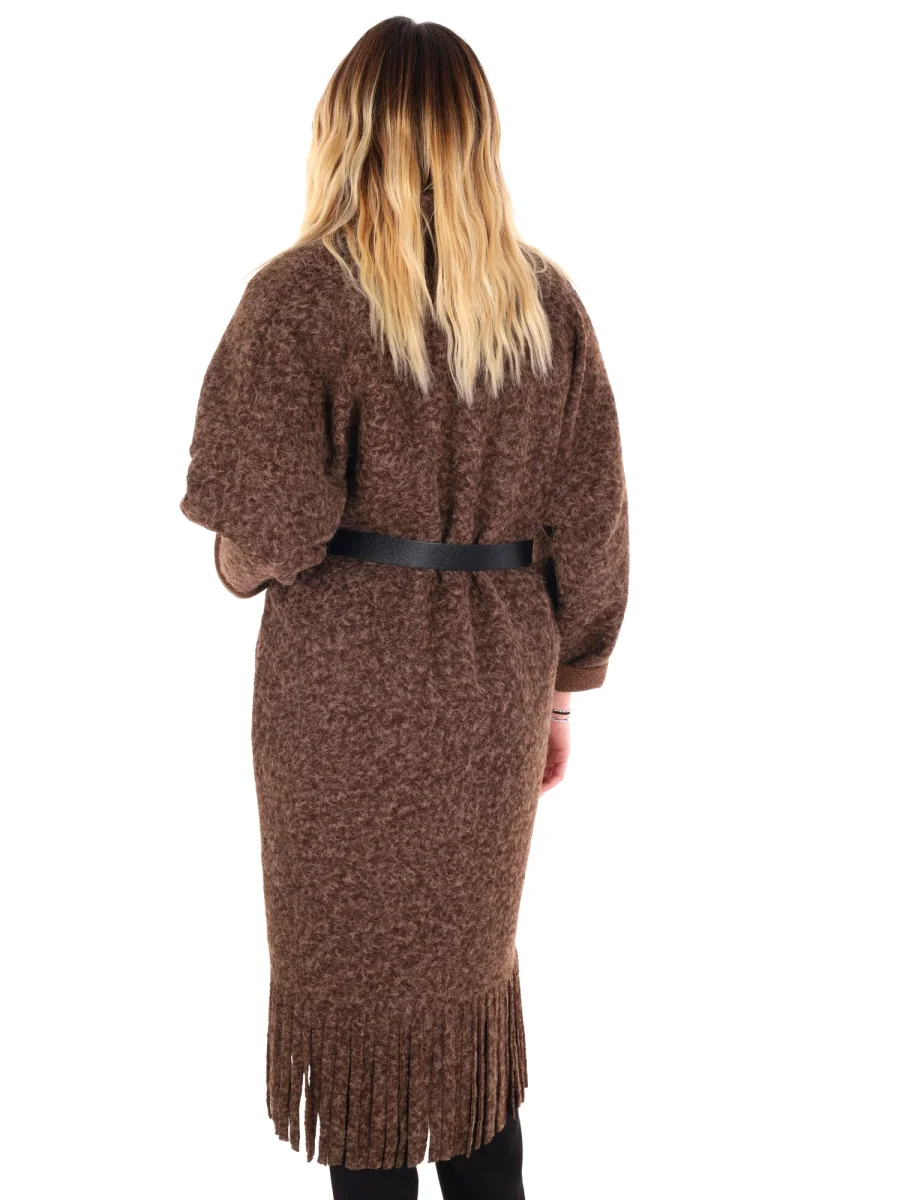 MAXI MAGLIA CON CINTURA MISS LOVE DA DONNA MARRONE - immagine 5