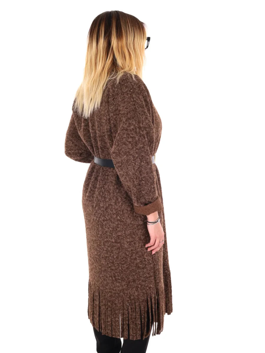 MAXI MAGLIA CON CINTURA MISS LOVE DA DONNA MARRONE - immagine 7