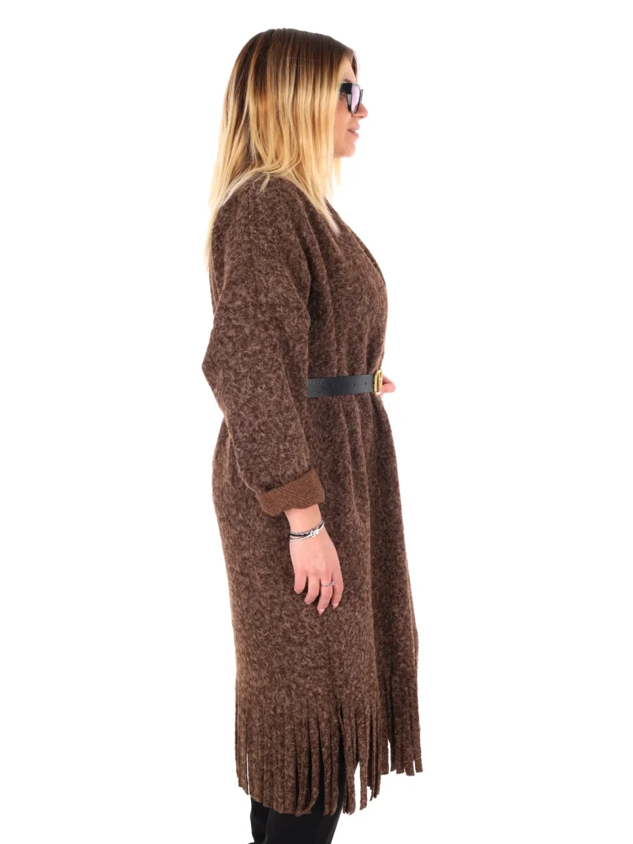 MAXI MAGLIA CON CINTURA MISS LOVE DA DONNA MARRONE - immagine 8