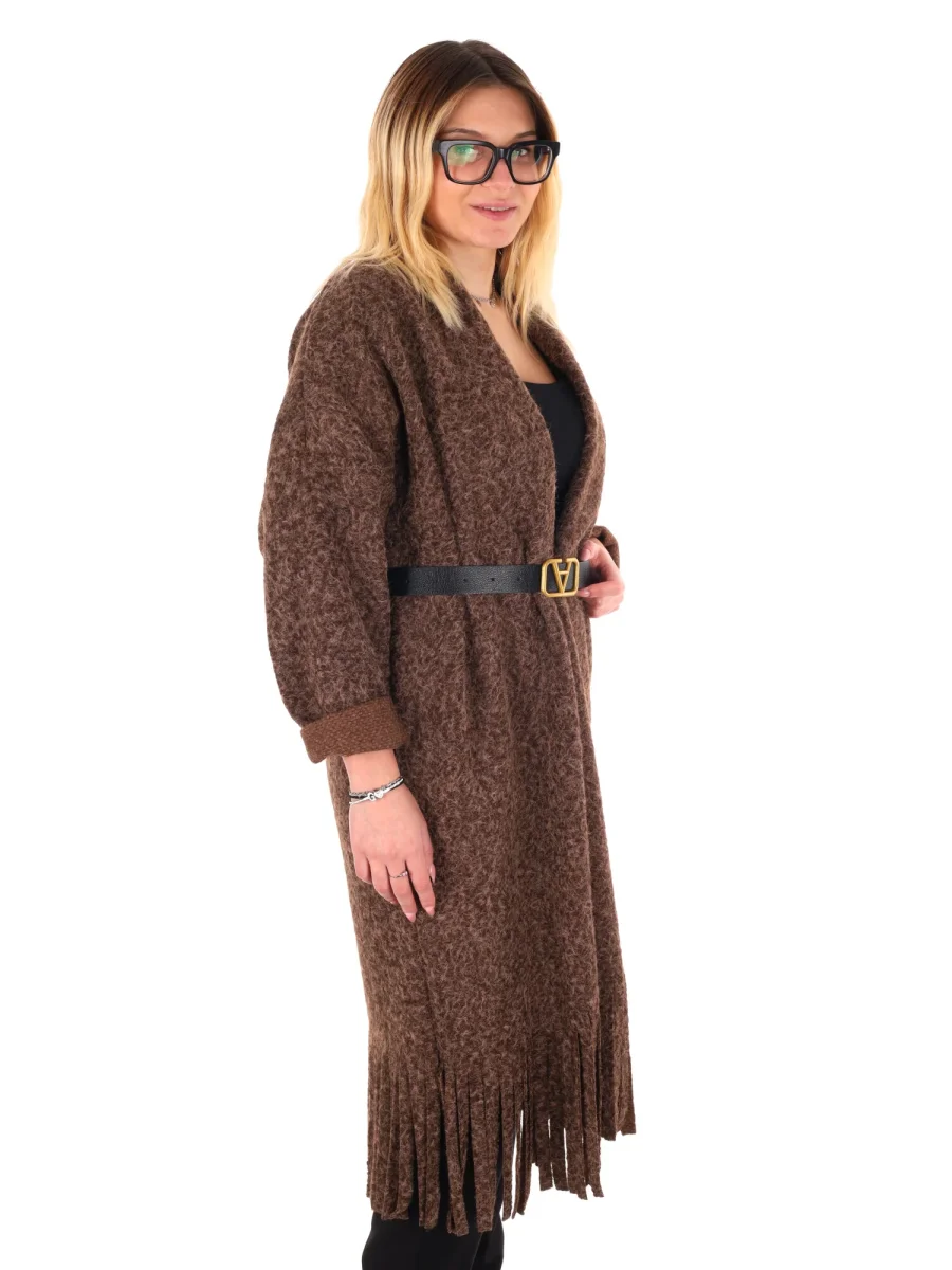 MAXI MAGLIA CON CINTURA MISS LOVE DA DONNA MARRONE - immagine 9