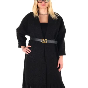 MAXI MAGLIA CON CINTURA MISS LOVE DA DONNA NERO