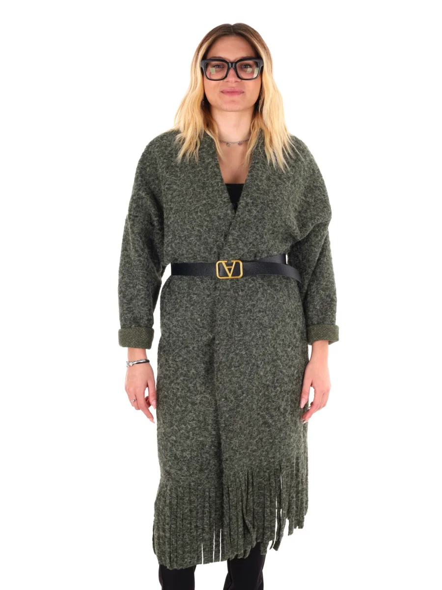 MAXI MAGLIA CON CINTURA MISS LOVE DA DONNA VERDE