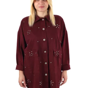 CAMICIA LUNGA OVER MISS LOVE DA DONNA BORDEAUX
