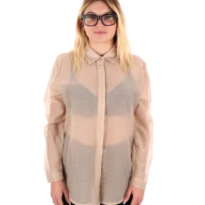 CAMICIA LUNGA CON STRASS MISS LOVE DA DONNA BEIGE