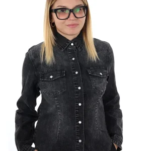 CAMICIA IN DENIM MISS LOVE DA DONNA NERO