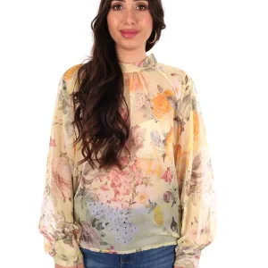 BLOUSA GIALLA MULTICOLOR MISS LOVE CON FIOCCO DA DONNA