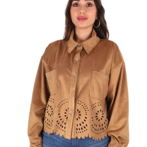 GIACCA-CAMICIA CAMMEL MISS LOVE SCAMOSCIATA DA DONNA