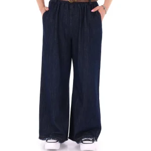 JEANS BLU DENIM MISS LOVE AMPIO CON CINTURA DA DONNA