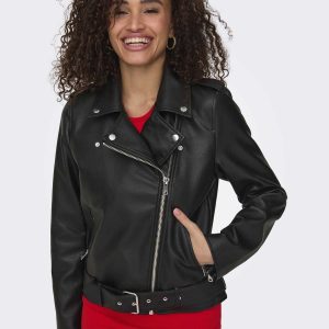 Giubbotto biker Only Onlmille in ecopelle nero unisex adulto