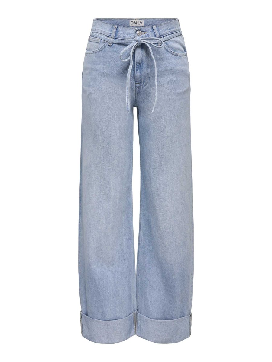 Jeans Only Onlbroome unisex adulto in denim chiaro a vita alta con cintura - immagine 3