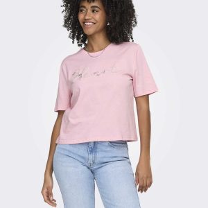 T-shirt unisex adulto maniche corte Only in rosa delicato