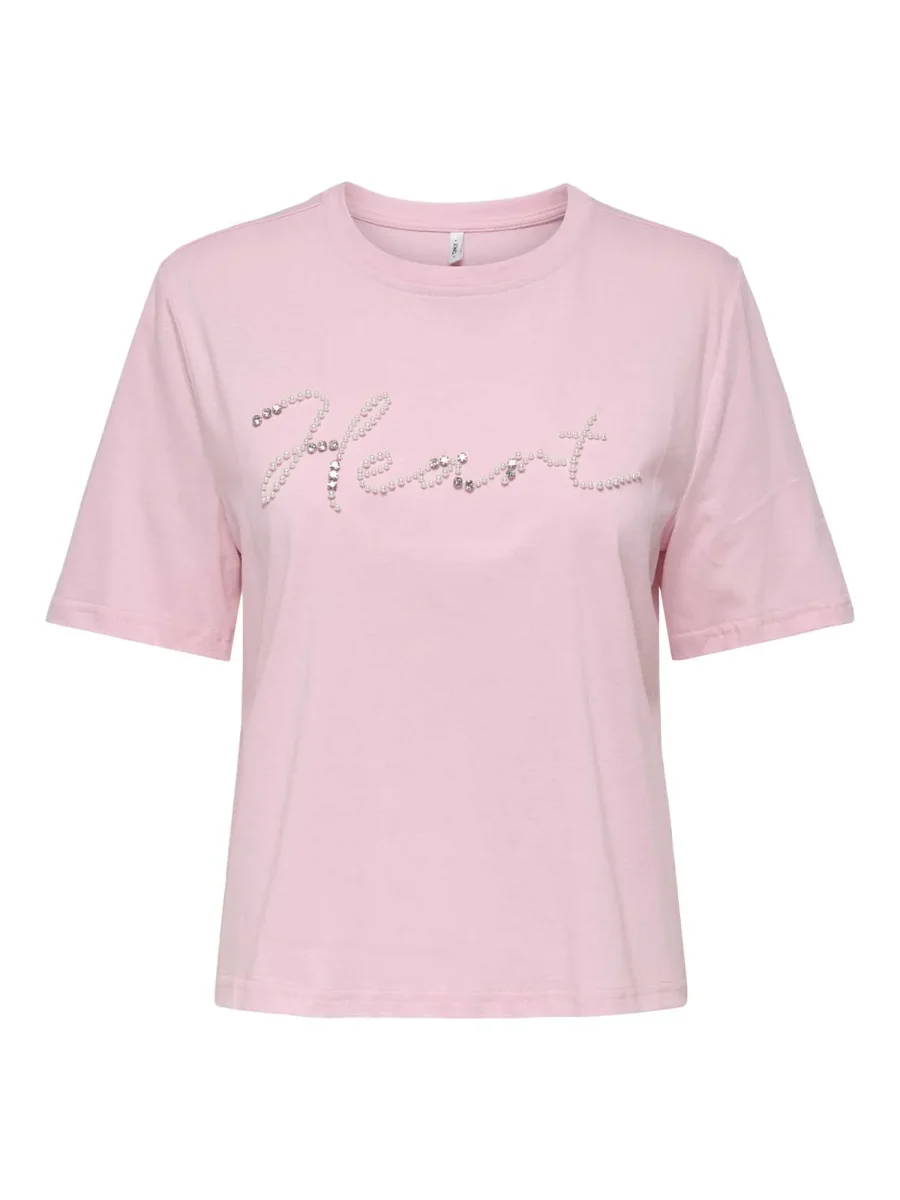 T-shirt unisex adulto maniche corte Only in rosa delicato - immagine 3