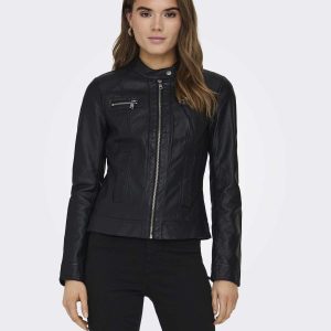 Giubbotto Only Bandit biker in ecopelle nero da donna