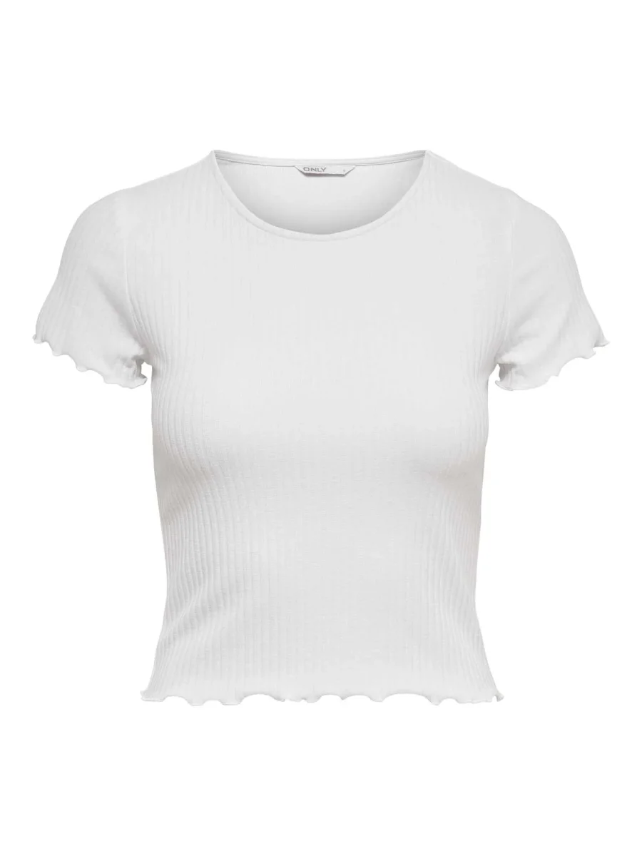 T-shirt cropped Onlemma di Only unisex bianca con dettagli arricciati - immagine 3