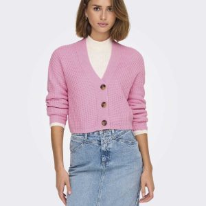 Cardigan cropped Only Carol rosa unisex adulto