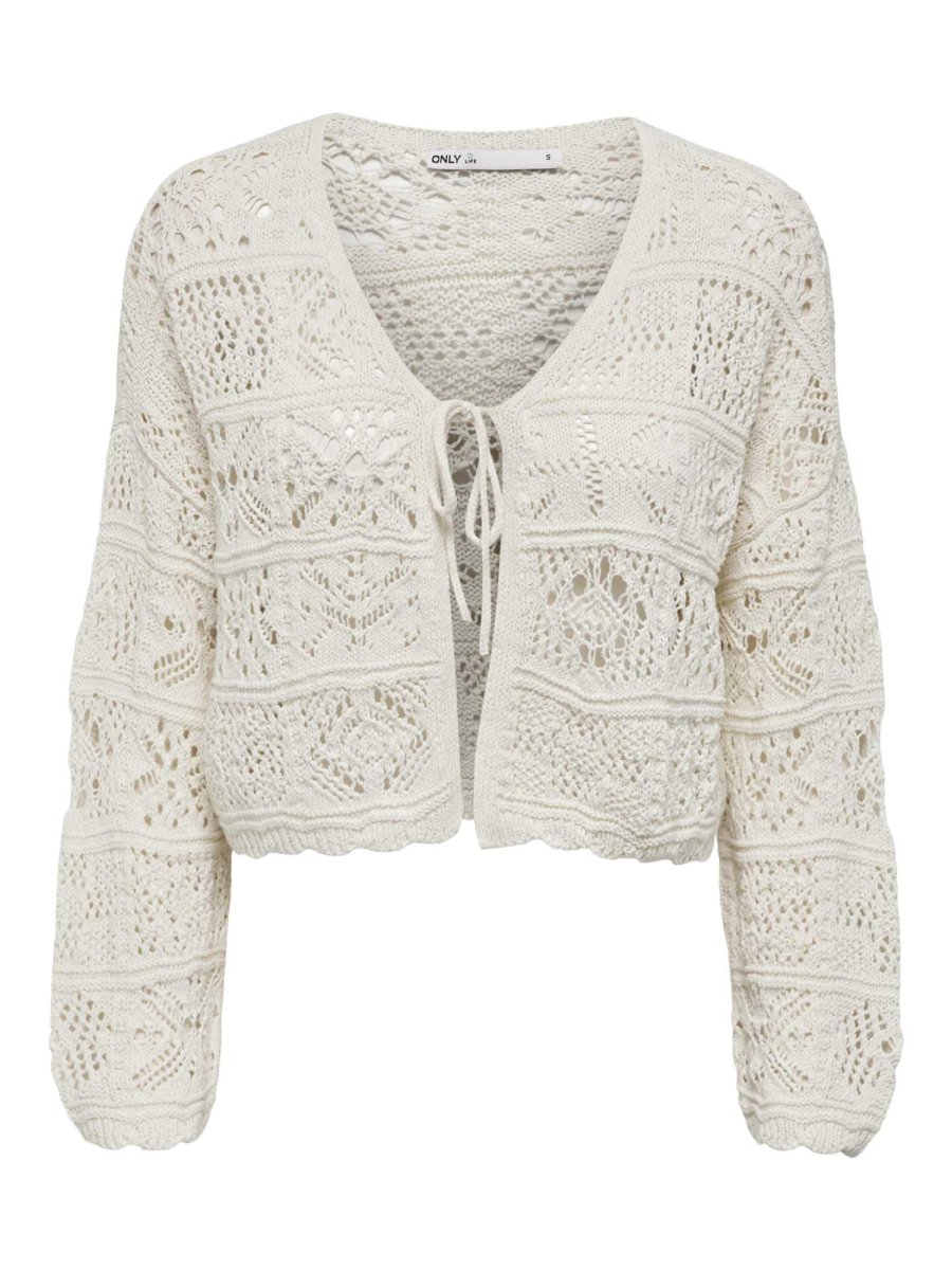 Cardigan Only Onlbeach Life in cotone riciclato unisex, colore beige - immagine 3