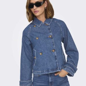 Only Trench April, giubbino denim unisex adulto blue medium