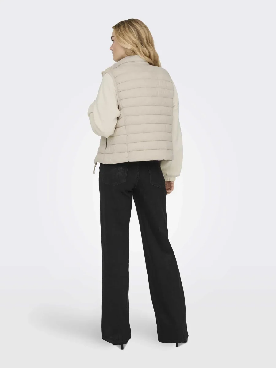 Only Tahia, gilet imbottito leggero unisex adulto colore beige - immagine 4