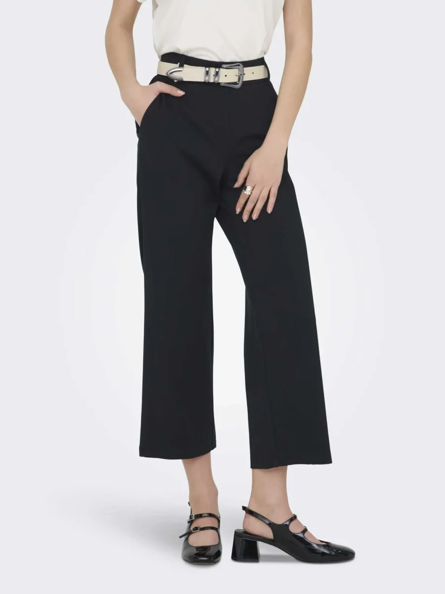 Pantaloni culotte Onlpoptrash Life con taglio straight unisex nero - immagine 2
